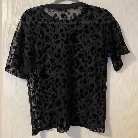 NWOT Black Sheer Leopard Top - Picture 2 of 3